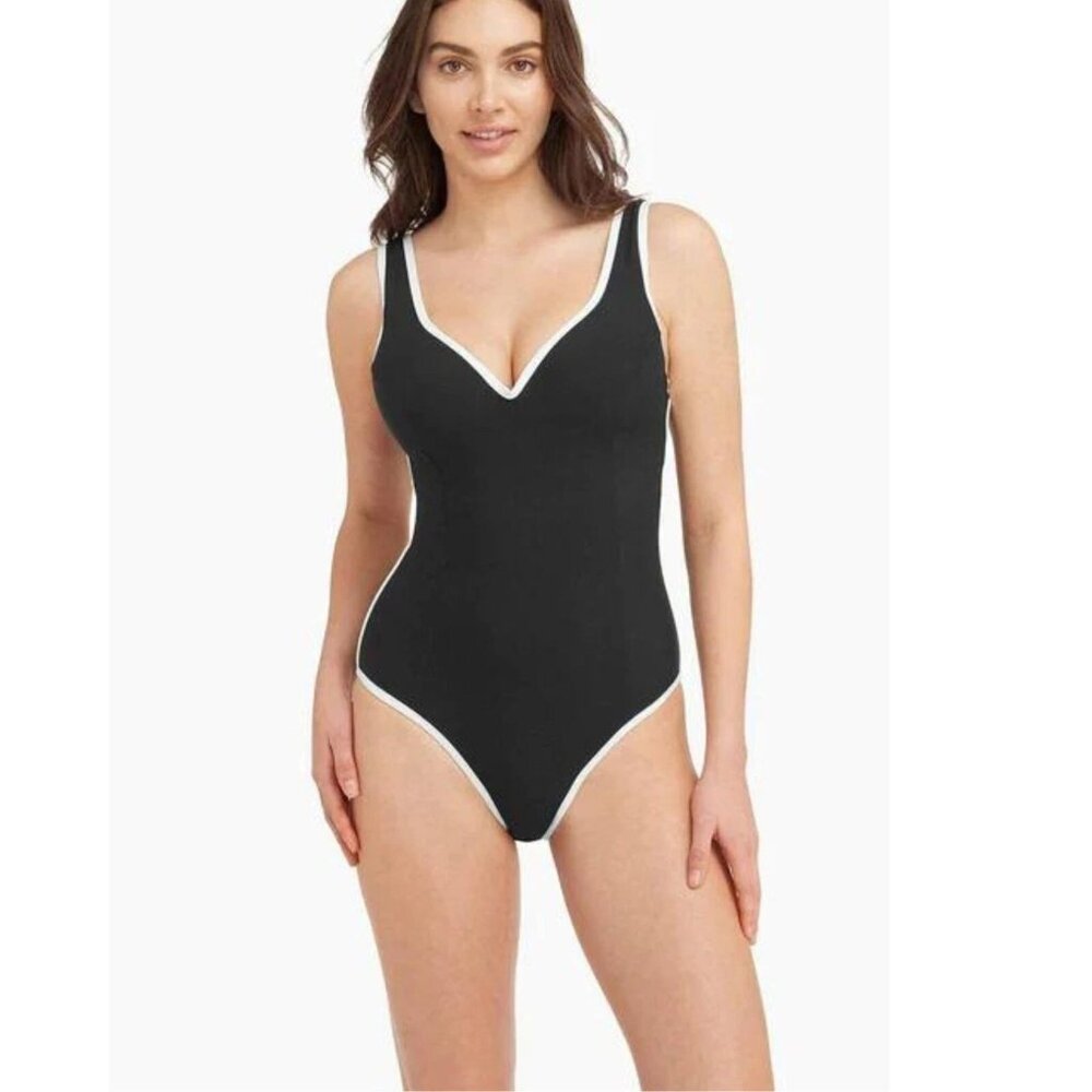 Sea Level Womens Black Elite Moulded Cup Bralette One Piece Swimsuit US Size 10